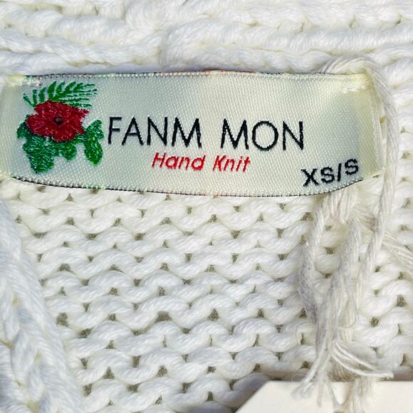 Fanm Mon Winter Bloom Blue Rose Cotton Cardigan Handmade New size XS/S Ivory - Picture 6 of 13